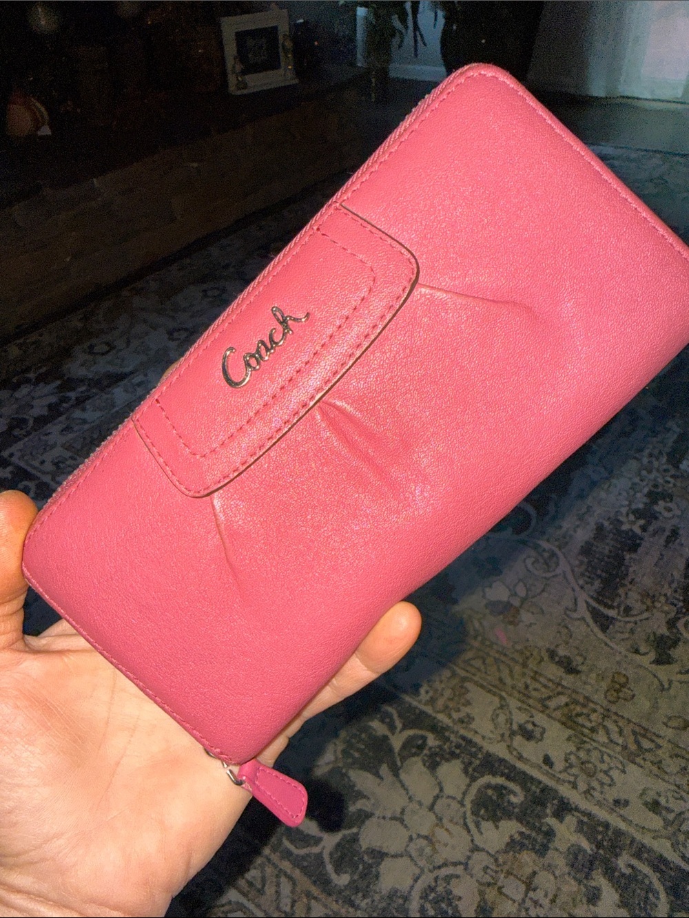 Coach Pink Leather Zip Wallet